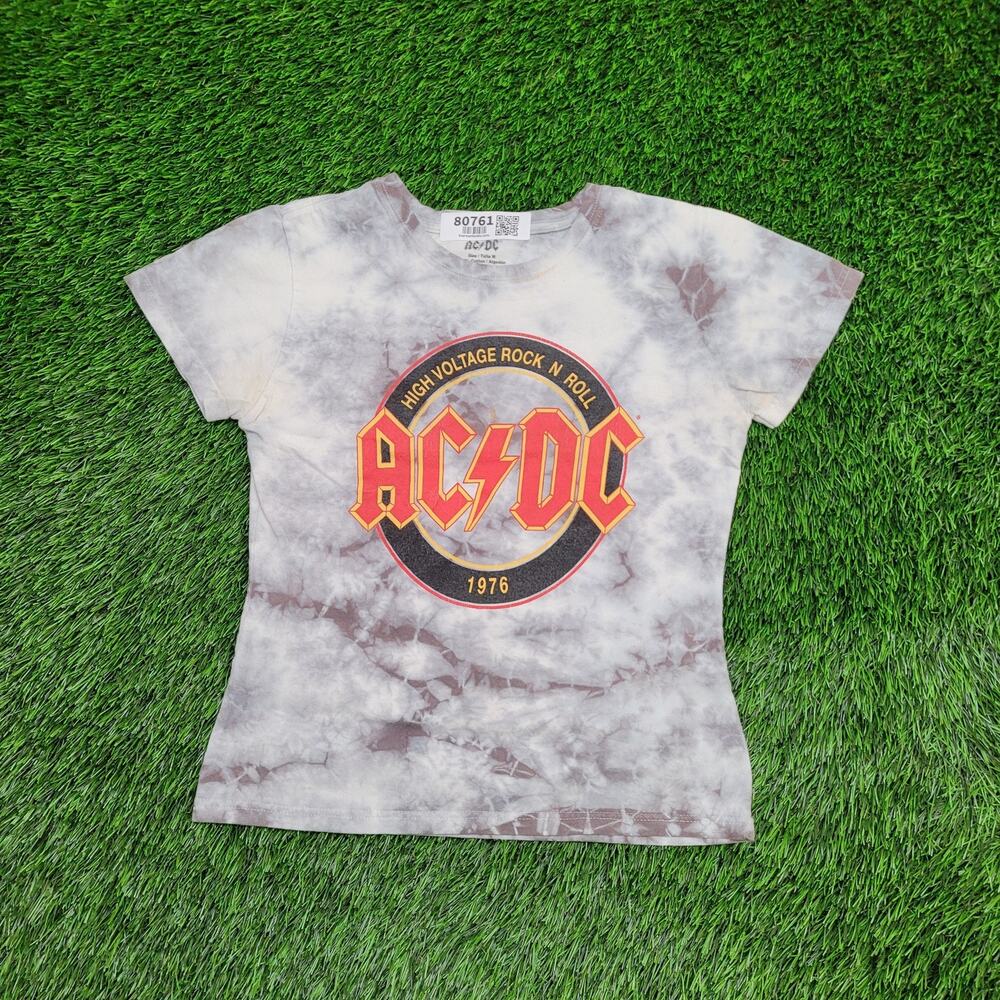 AC/DC 1976 High Voltage Fitted T-Shirt Womens XS/S Y2K Grunge Baby Tee
